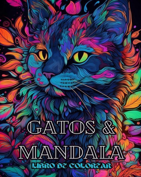 Gatos con mandalas - Libro para colorear para adultos. Hermosas páginas