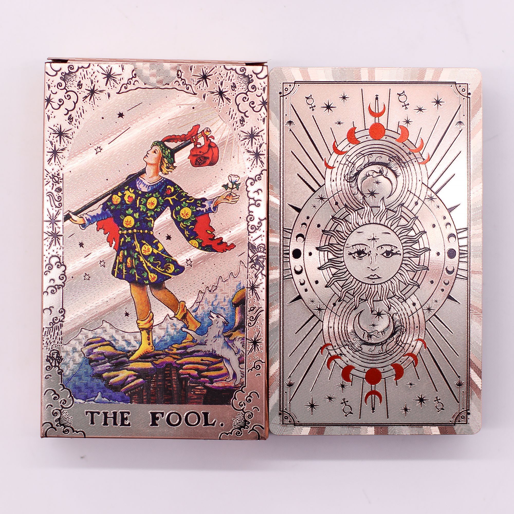 Set de cartas de Tarot con foil en oro rosa - Fase lunar - con folleto - Imagen 4