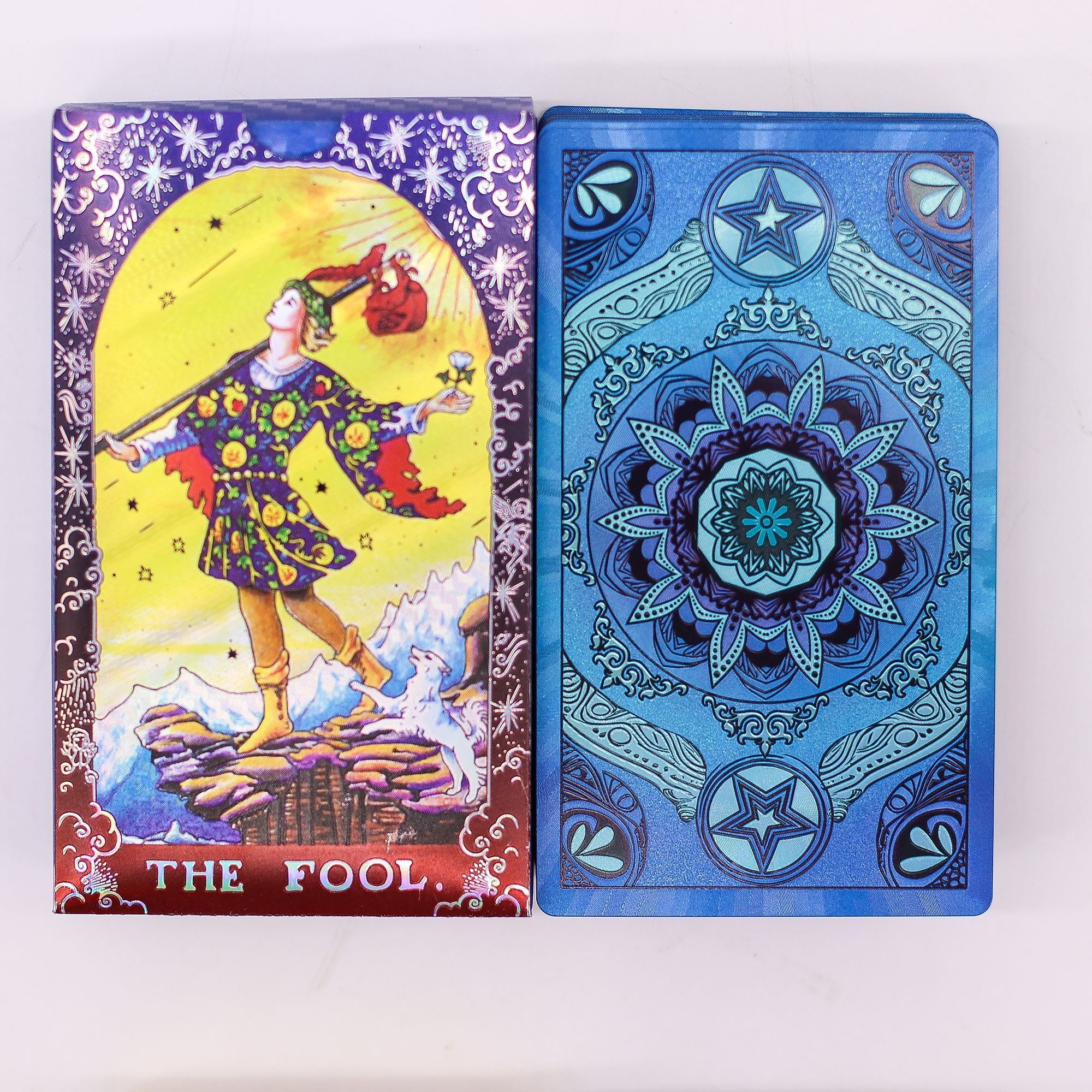 Conjunto de cartas de Tarot con foil azul - Mandala - con folleto - Imagen 6