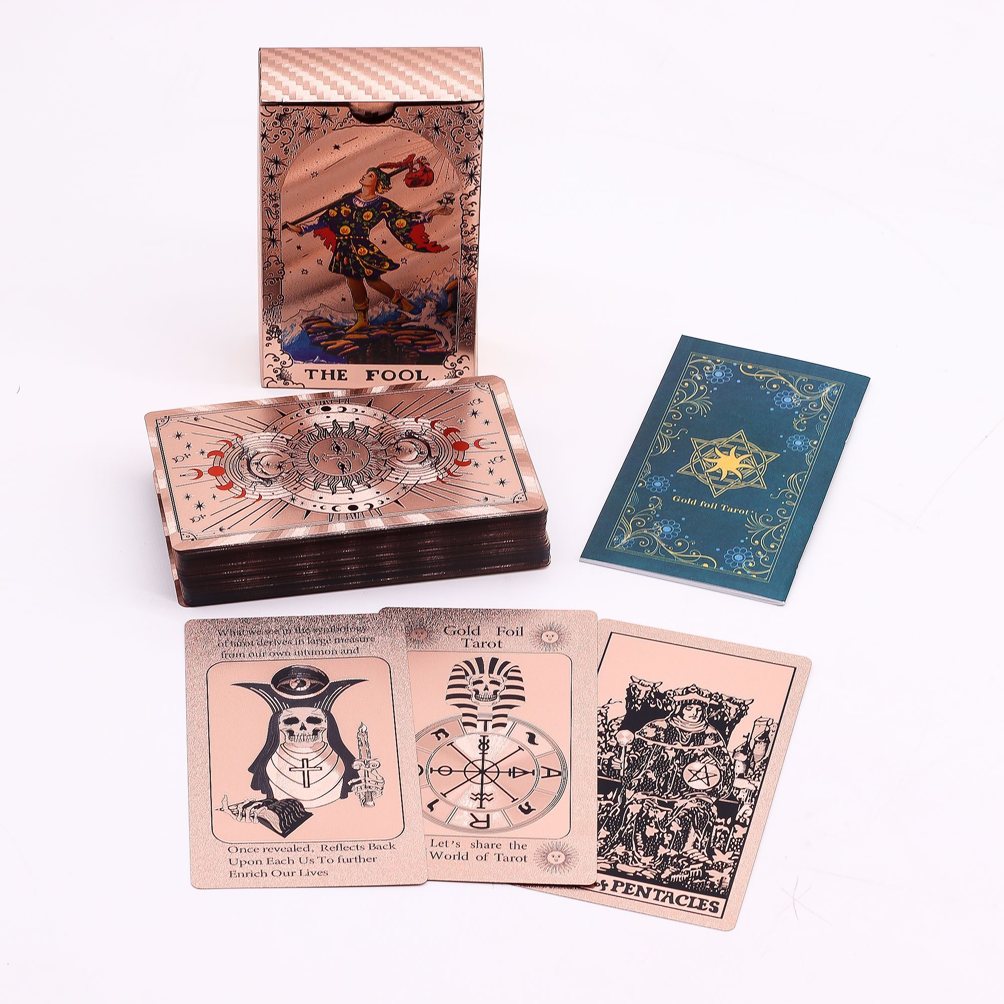 Set de cartas de Tarot con foil en oro rosa - Fase lunar - con folleto - Imagen 7